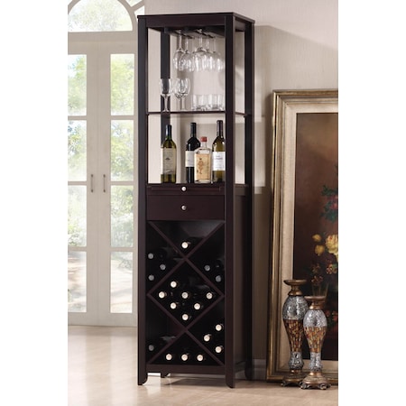 Baxton Studio Austin Brown Wood Modern Wine Tower 66-3801